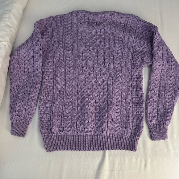 Carraig Donn Aran Knit Pure New Wool Sweater Made In Ireland - Picture 9 of 11